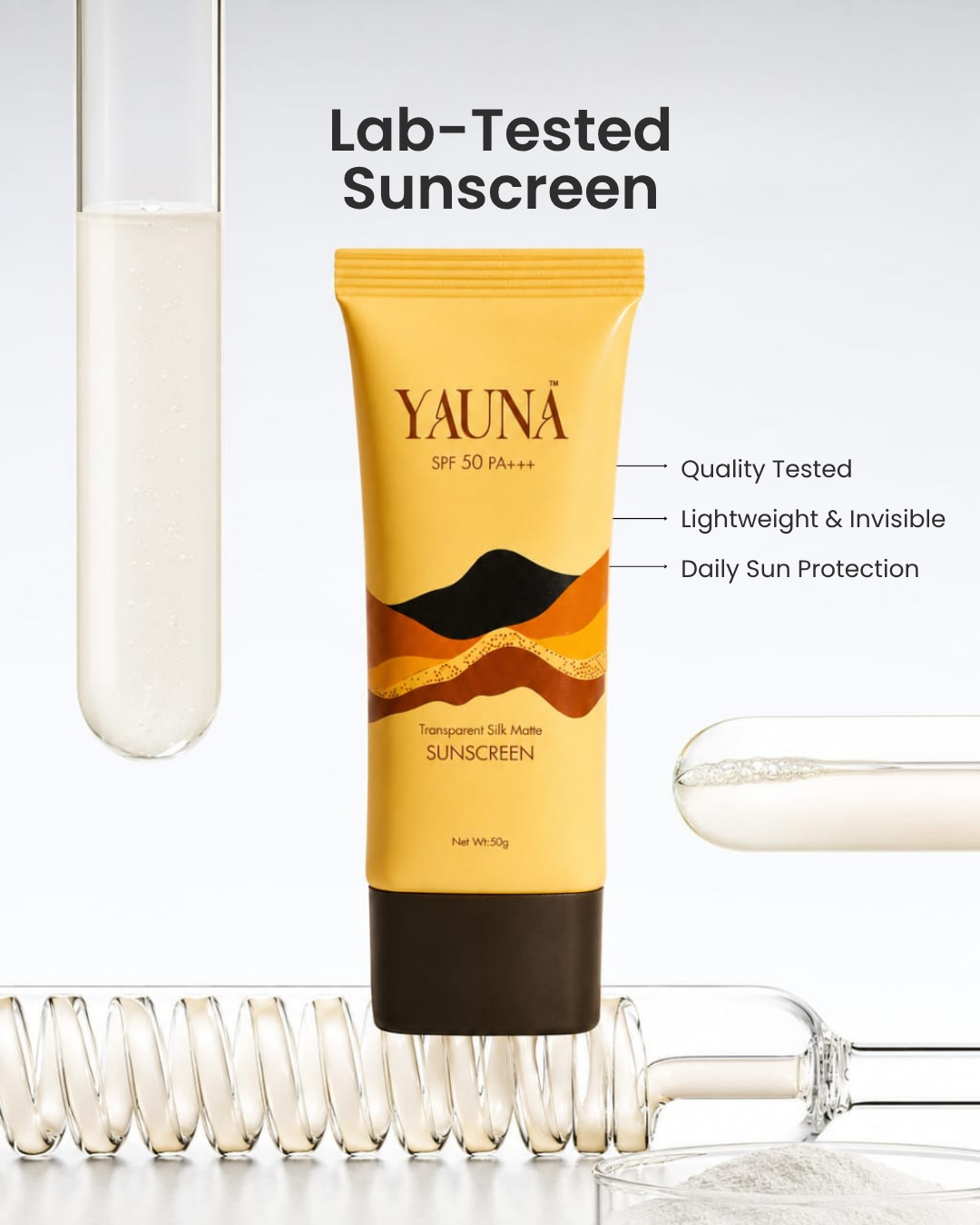 Yauna Transparent Silk Matte Sunscreen SPF 50 PA+++